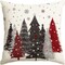 Red and Black Merry Christmas Trees Snowflake Throw Pillow Cover, 18 x 18 Inch Seasonal Winter Holiday Cushion Case Decoration for Sofa Couch